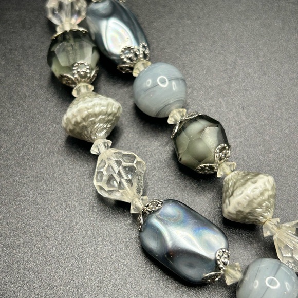 Vintage Vendome double strand necklace #E412 gray silver tone - Picture 3 of 11
